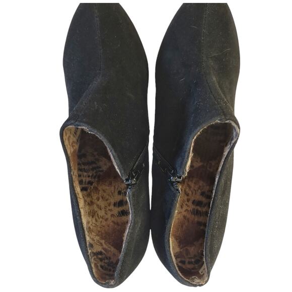 JINPIN Black Faux Suede Ankle Boots US Size 7.5 High Gothic Heel Platform Vegan - Picture 8 of 11